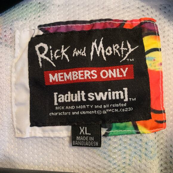 Members Only Size XL Rick & Morty All Over Print Hooded Jacket Windbreaker A38 - Picture 6 of 10
